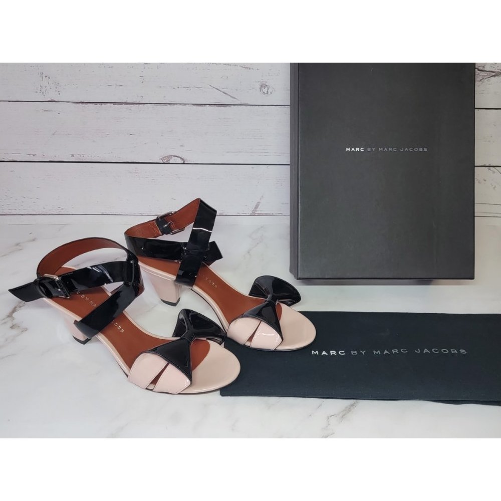 Marc by Marc Jacobs Bow Accents Open Toe Ankle-Wrap Pumps